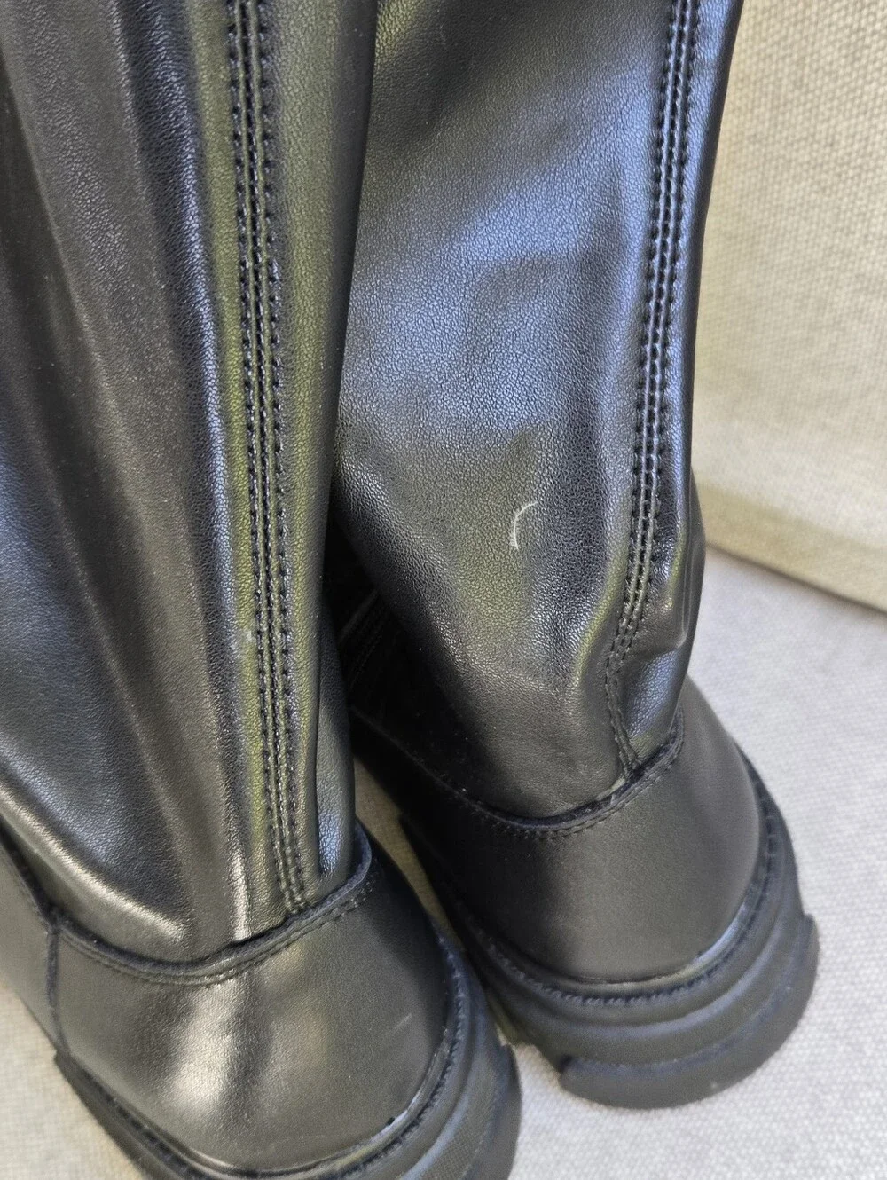 GC Women's Black Knee-High Lug Sole Boots